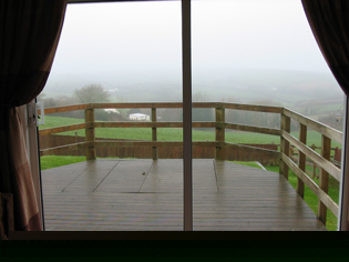 Foggy view from the rear of Tubbs Delight holiday home South Devon