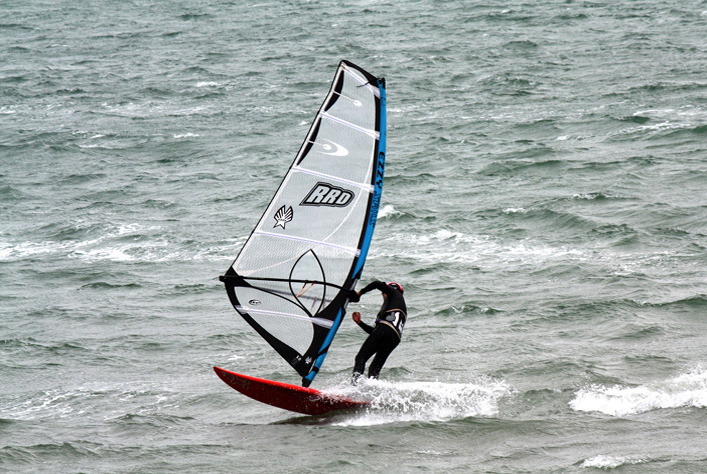 Windsurfing on lake near Newton Abbott South Devon