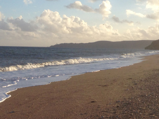 Winter sea at Stokenham looking at Start Point lighthouse South Devon